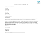 Character Witness Letter Example gratis en premium templates