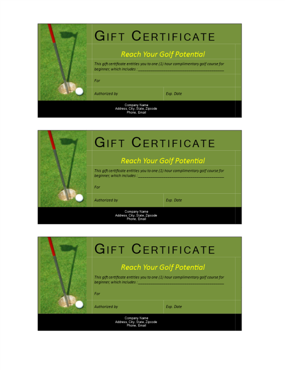 template preview imageGolf Gift Non Cash Value voucher