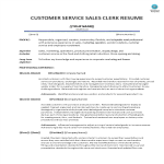 Customer Service Sales Clerk Resume gratis en premium templates
