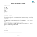 template topic preview image 2 Weeks Notice Resignation Letter Format