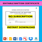 template topic preview image Editable Baptism Certificate