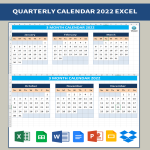 2022 Quarterly Calendar gratis en premium templates