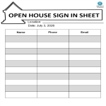 template topic preview image Open House Sign in Sheet Word Document