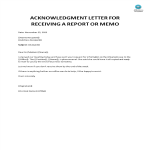 Acknowledgment Letter for Receiving a report gratis en premium templates