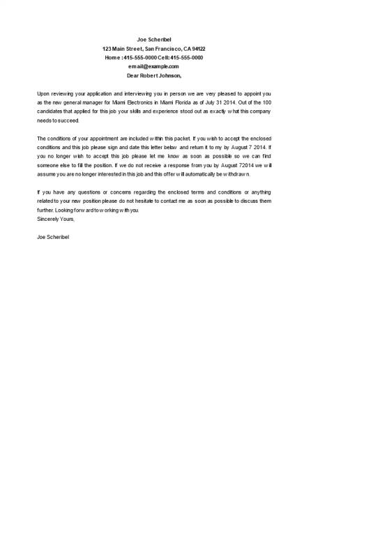 General Manager Appointment letter gratis en premium templates