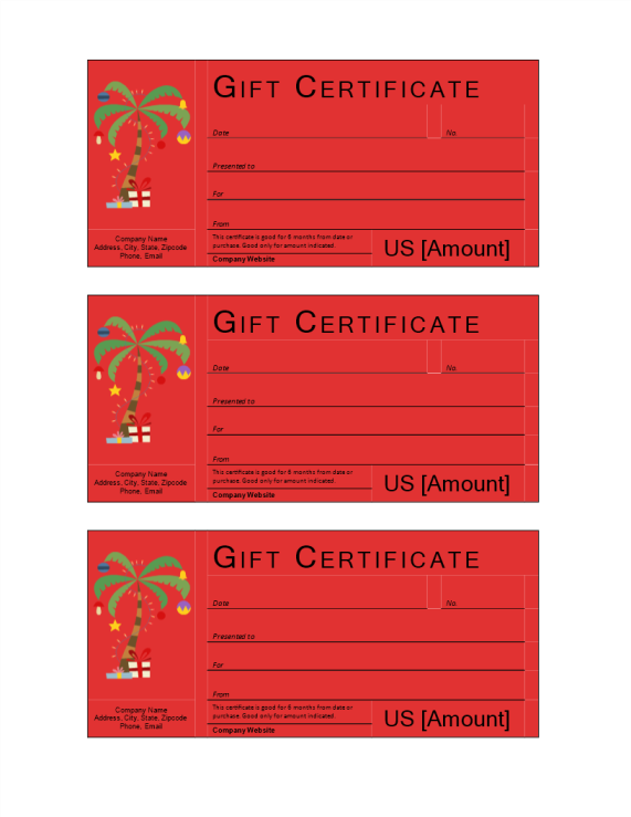 template topic preview image Red Christmas Gift Certificate example