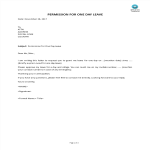 One Day Leave Application Letter gratis en premium templates