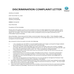 Formal Employee Discrimination Complaint Letter gratis en premium templates