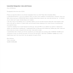 template topic preview image Immediate Resignation Letter with Reason