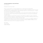 Immediate Resignation Letter with Reason gratis en premium templates