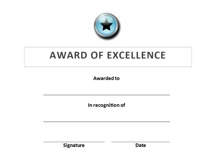 Vorschaubild der VorlageAward of Excellence Certificate