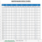 Marathon Running Schedule for starters (in Miles) gratis en premium templates