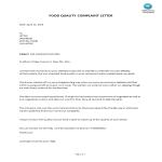 Food Quality Complaint Letter gratis en premium templates