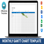 Gantt Chart maandeliijkse planning gratis en premium templates