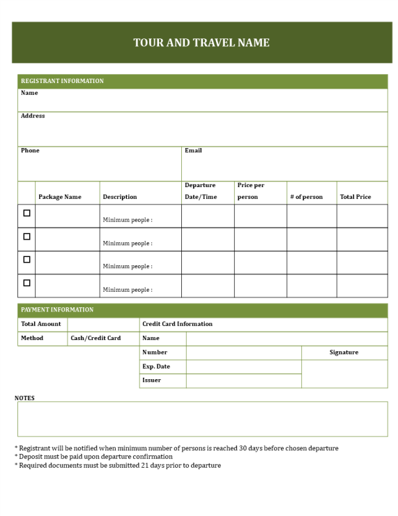 Travel Booking Form for Tours gratis en premium templates