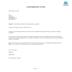 Confirmation Letter for Candidant Non selection gratis en premium templates