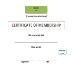 template topic preview image Certificate of Membership
