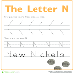 Practice to write letter N gratis en premium templates