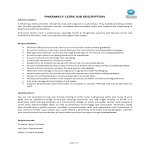 Pharmacy Clerk Job Description gratis en premium templates