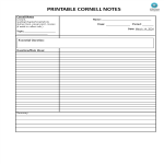 Printable Cornell Notes gratis en premium templates