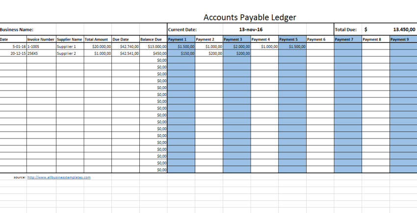 template preview imageAccounts Payable Legder