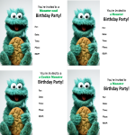 Cookie Monster Birthday Invitations gratis en premium templates