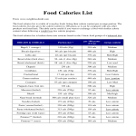 template topic preview image Diet Food Calorie Chart