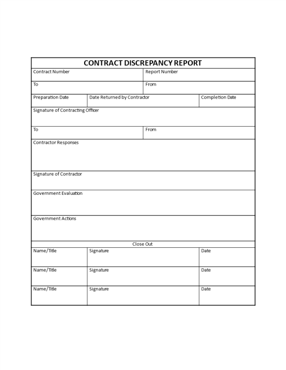 Contract Discrepancy Report gratis en premium templates