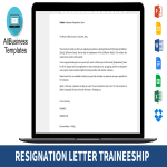 Resignation Letter For Trainee gratis en premium templates