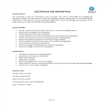 Electrician Job Description gratis en premium templates