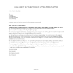 Sole-Distributor Agent Agreement Letter gratis en premium templates