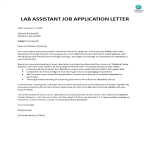 Lab Assistant Job Application Letter gratis en premium templates