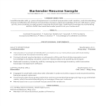 template topic preview image Bartender Resume Sample