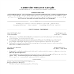 template preview imageBartender Resume Sample