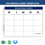 Blank Bingo cards 4x4 gratis en premium templates