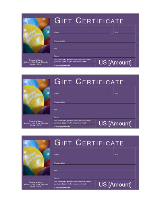 Birthday Gift Certificate gratis en premium templates