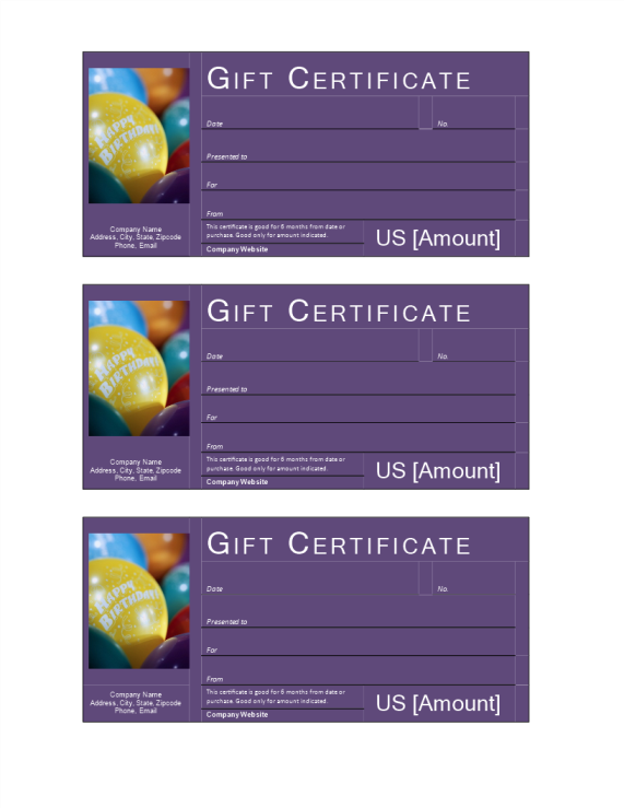 template topic preview image Birthday Gift Certificate