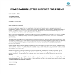 Immigration letter of support for a friend gratis en premium templates