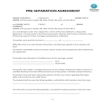 Pre-Separation Agreement gratis en premium templates