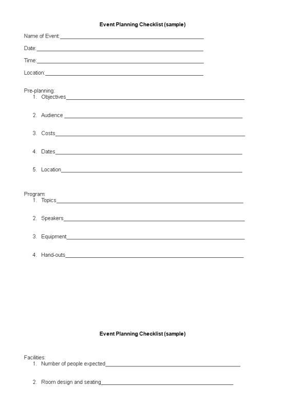 Event Planning Checklist template gratis en premium templates