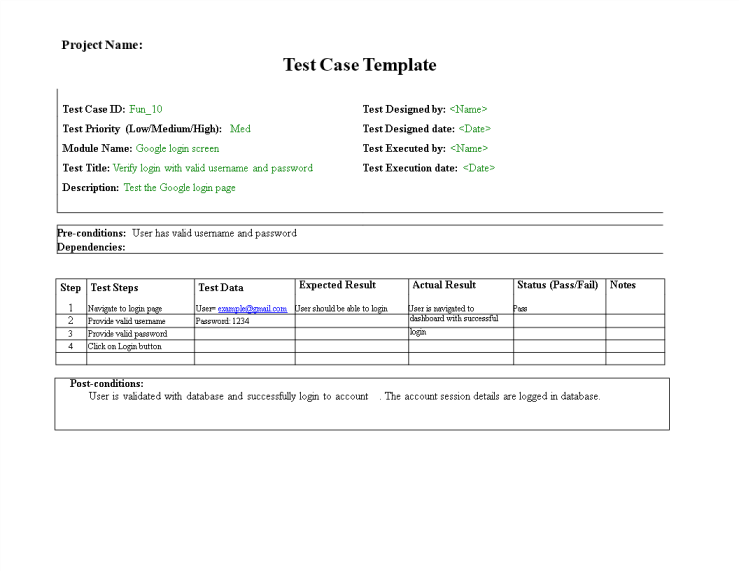 Test Case Template gratis en premium templates