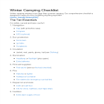 Winter Camping Checklist gratis en premium templates