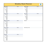 Meal Plan Excel Template gratis en premium templates