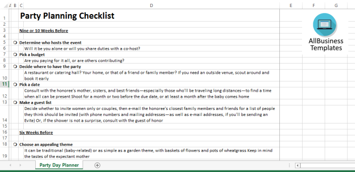 template topic preview image Party Planner Checklist