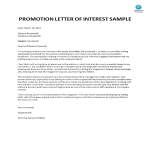 Promotion Letter of Interest Sample gratis en premium templates