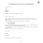 Authorization Letter To Claim Reimbursement gratis en premium templates