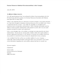 Human Resource Assistant Recommendation Letter gratis en premium templates