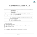 Daily Routine Lesson Plan gratis en premium templates