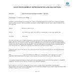 Sales Development Representative Job Description gratis en premium templates