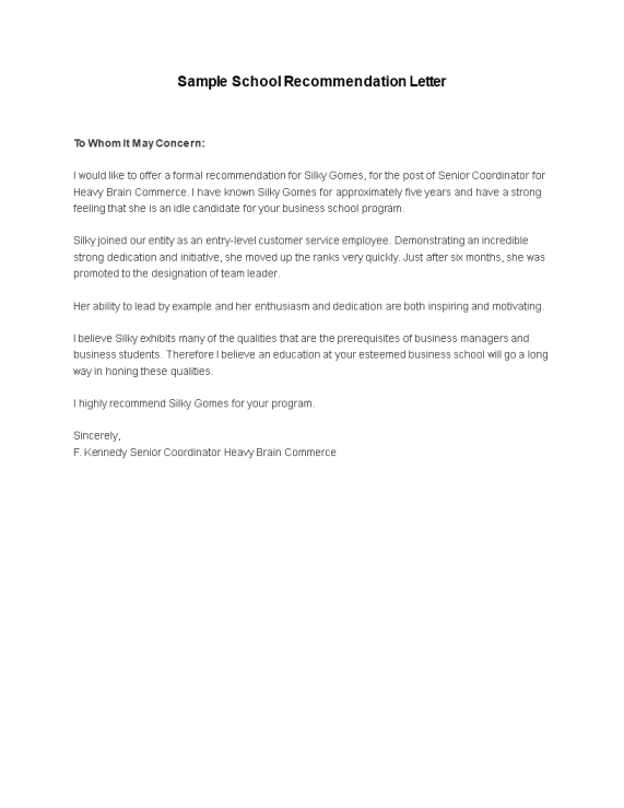 School Recommendation Letter gratis en premium templates